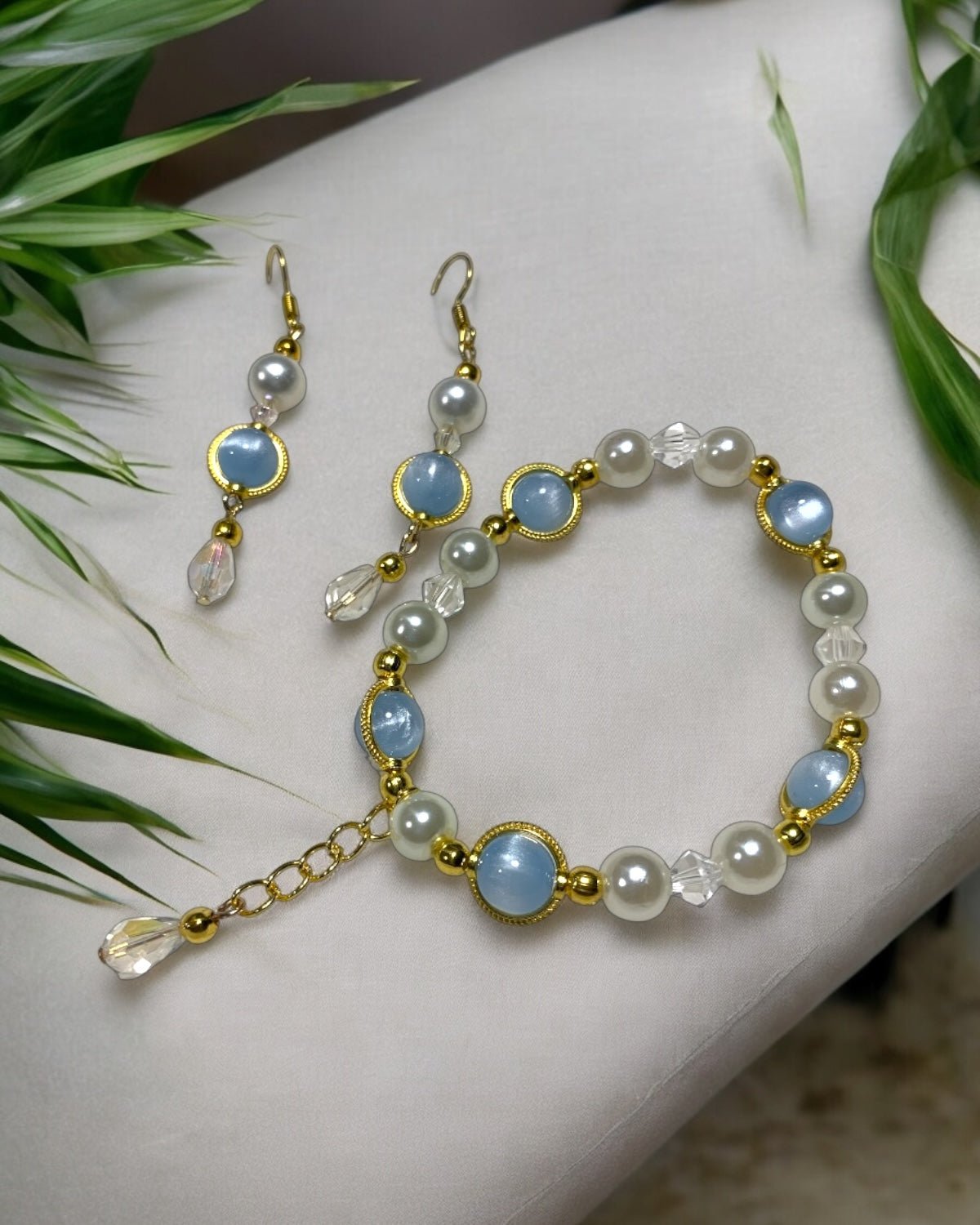 Sea Blue Earrings and Bracelet Set