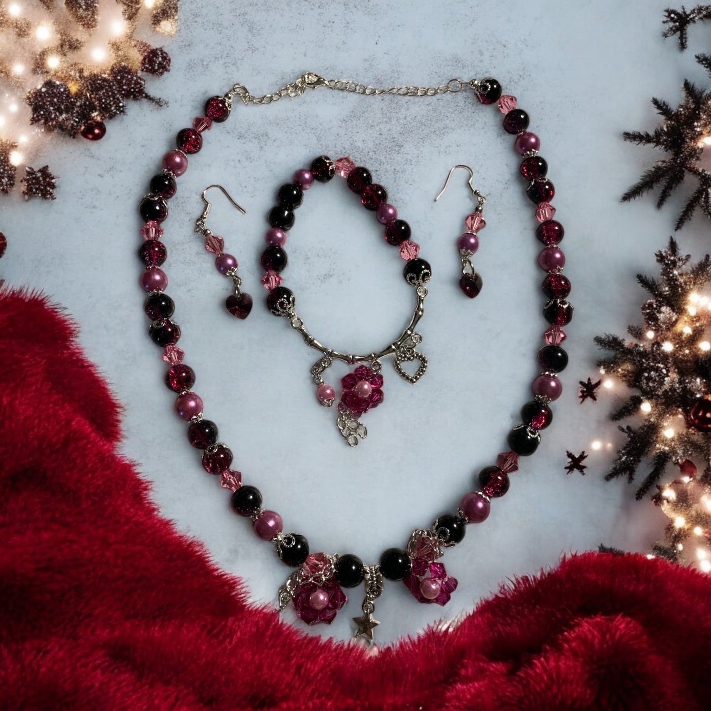 Purple Flower Jewelry Set