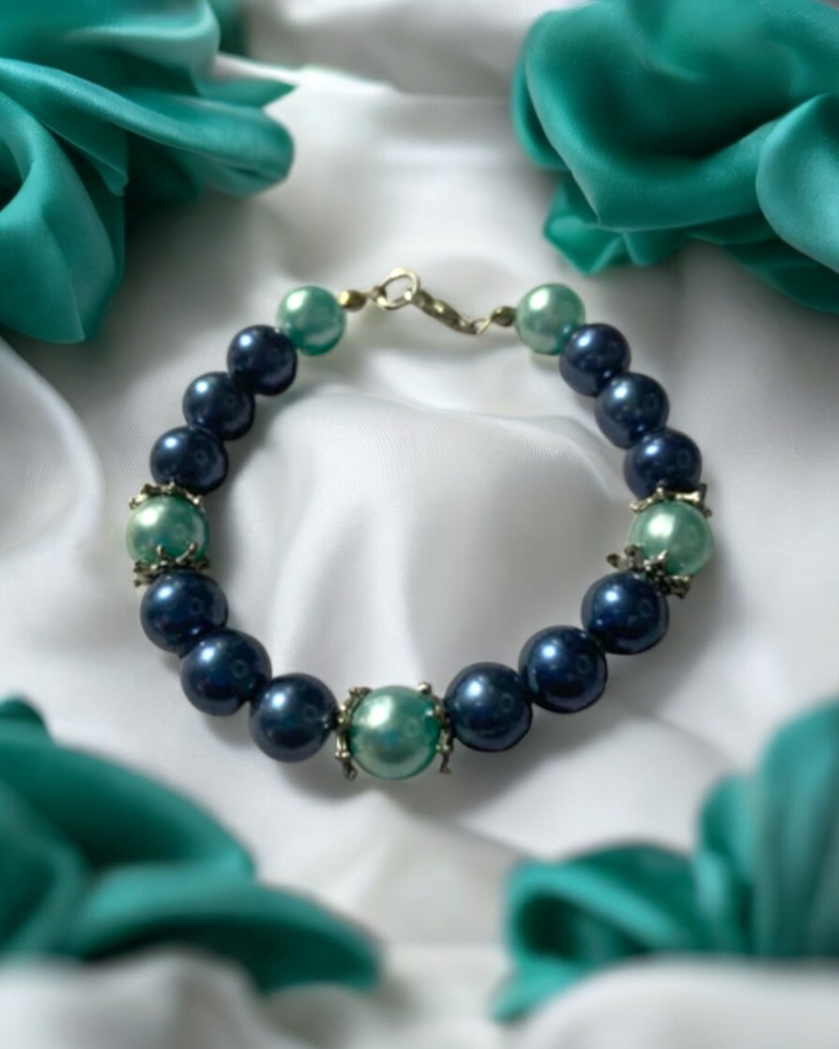 Blue And Teal Pearl Bracelet
