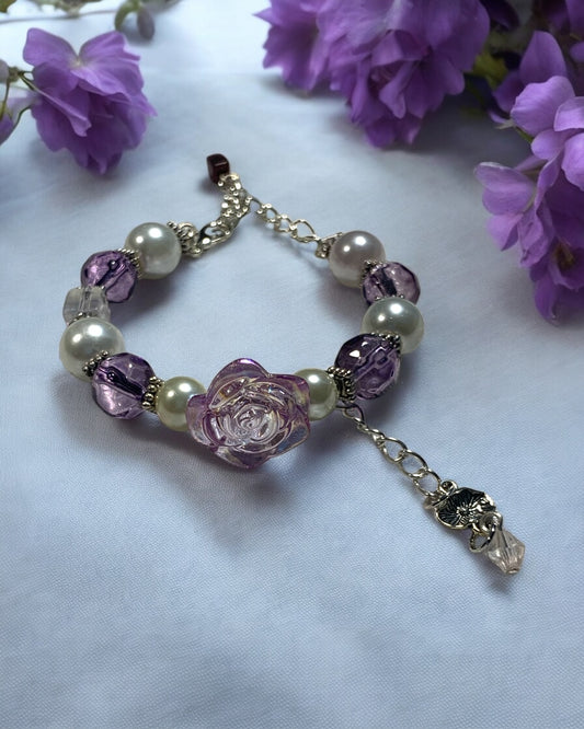 Clear Purple Rose Bracelets