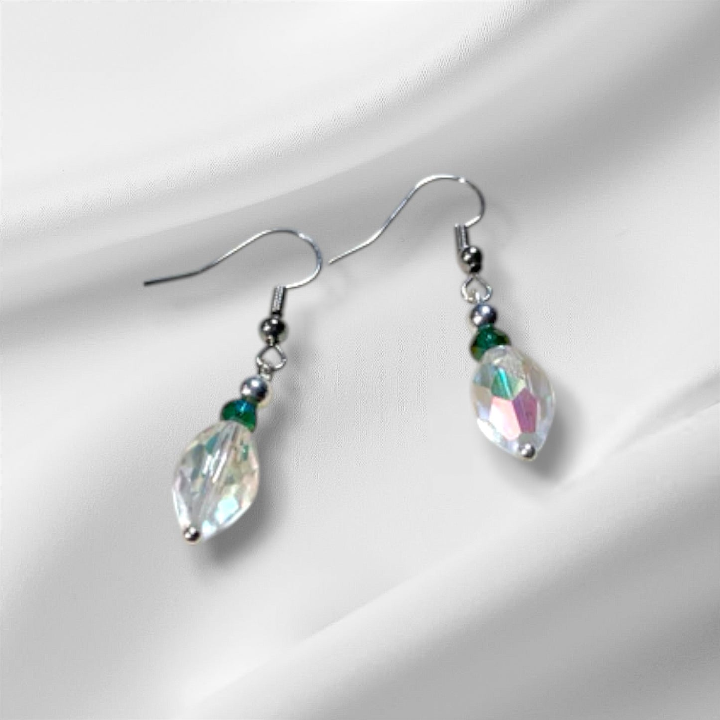 Clear and red earrings