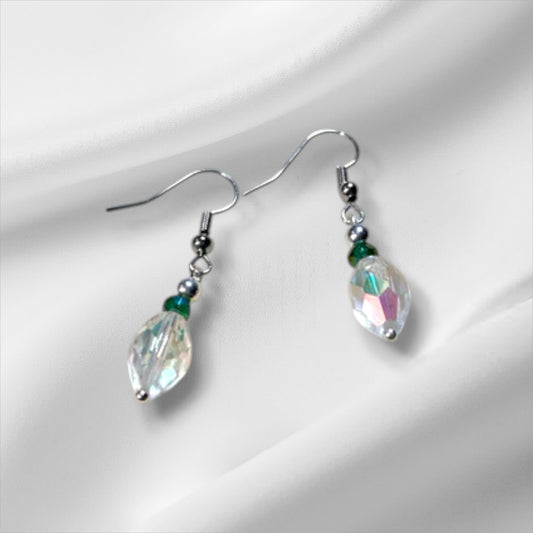 Clear and red earrings