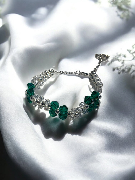 Green Flower Bracelet and Matching Ring