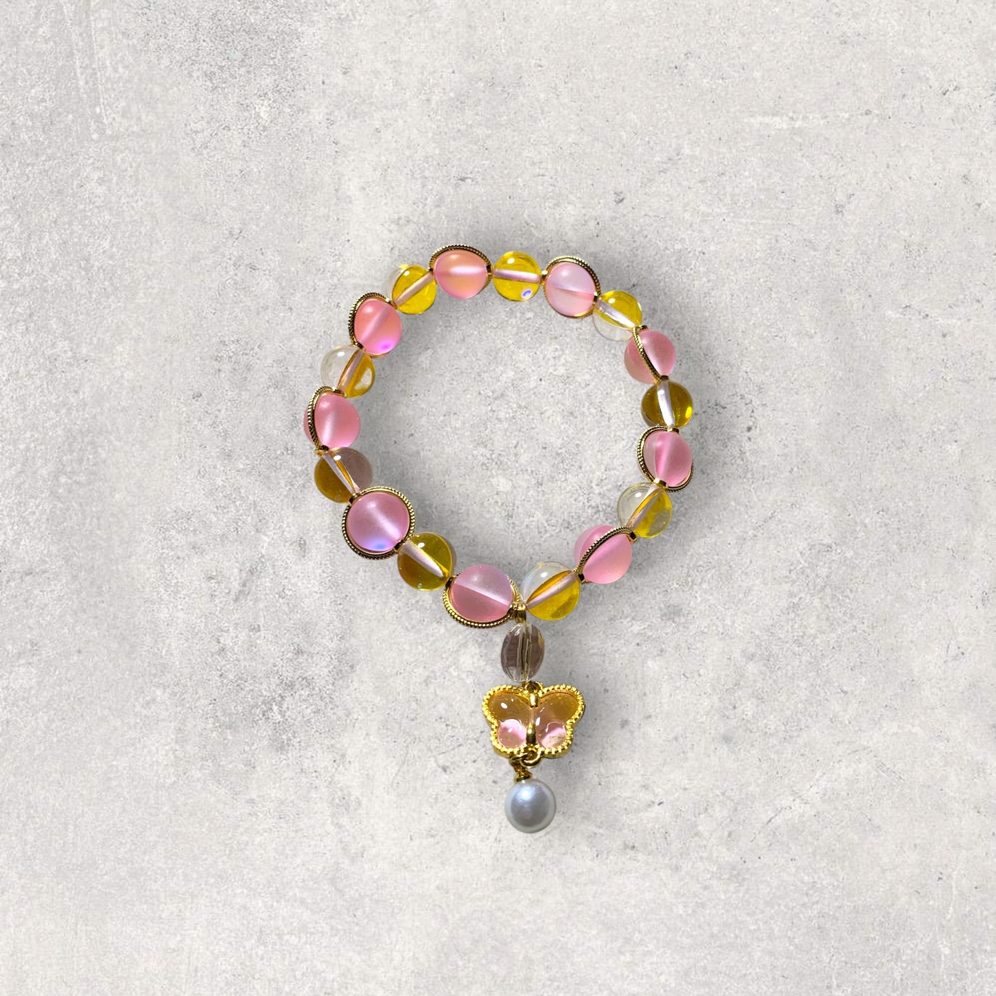 Pink and Yellow Butterfly Bracelet