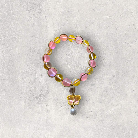 Pink and Yellow Butterfly Bracelet