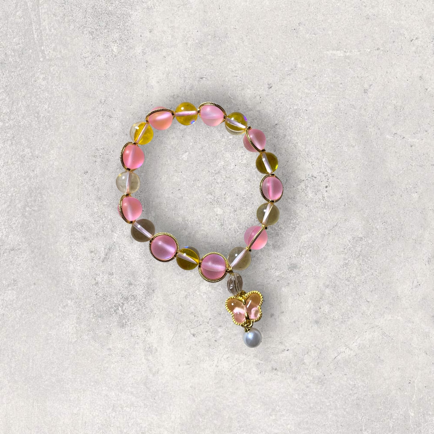 Pink and Yellow Butterfly Bracelet