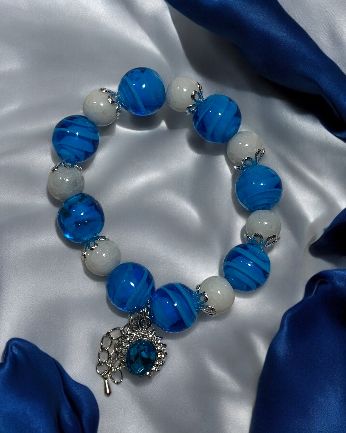 Blue Swirl  Beaded Bracelet