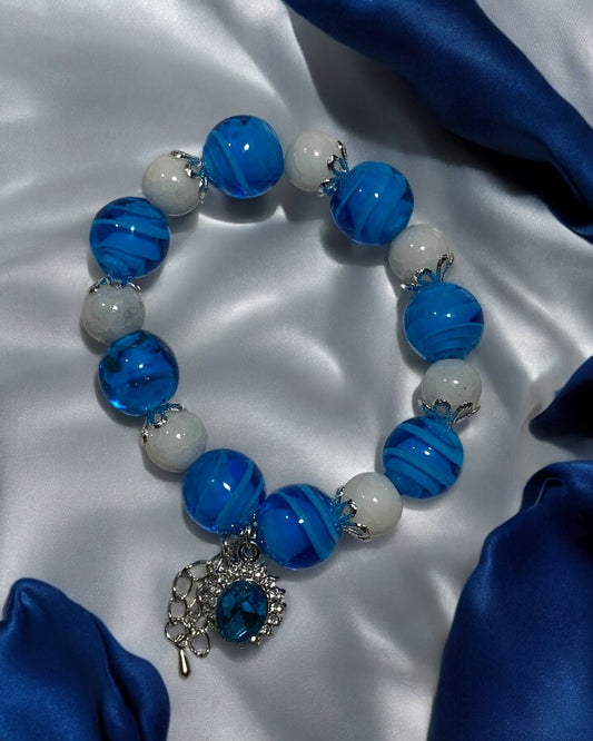 Blue Swirl  Beaded Bracelet
