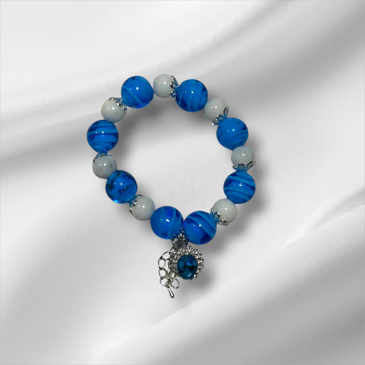 Blue Swirl  Beaded Bracelet