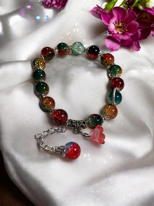 Red and Green Tulip Bracelet