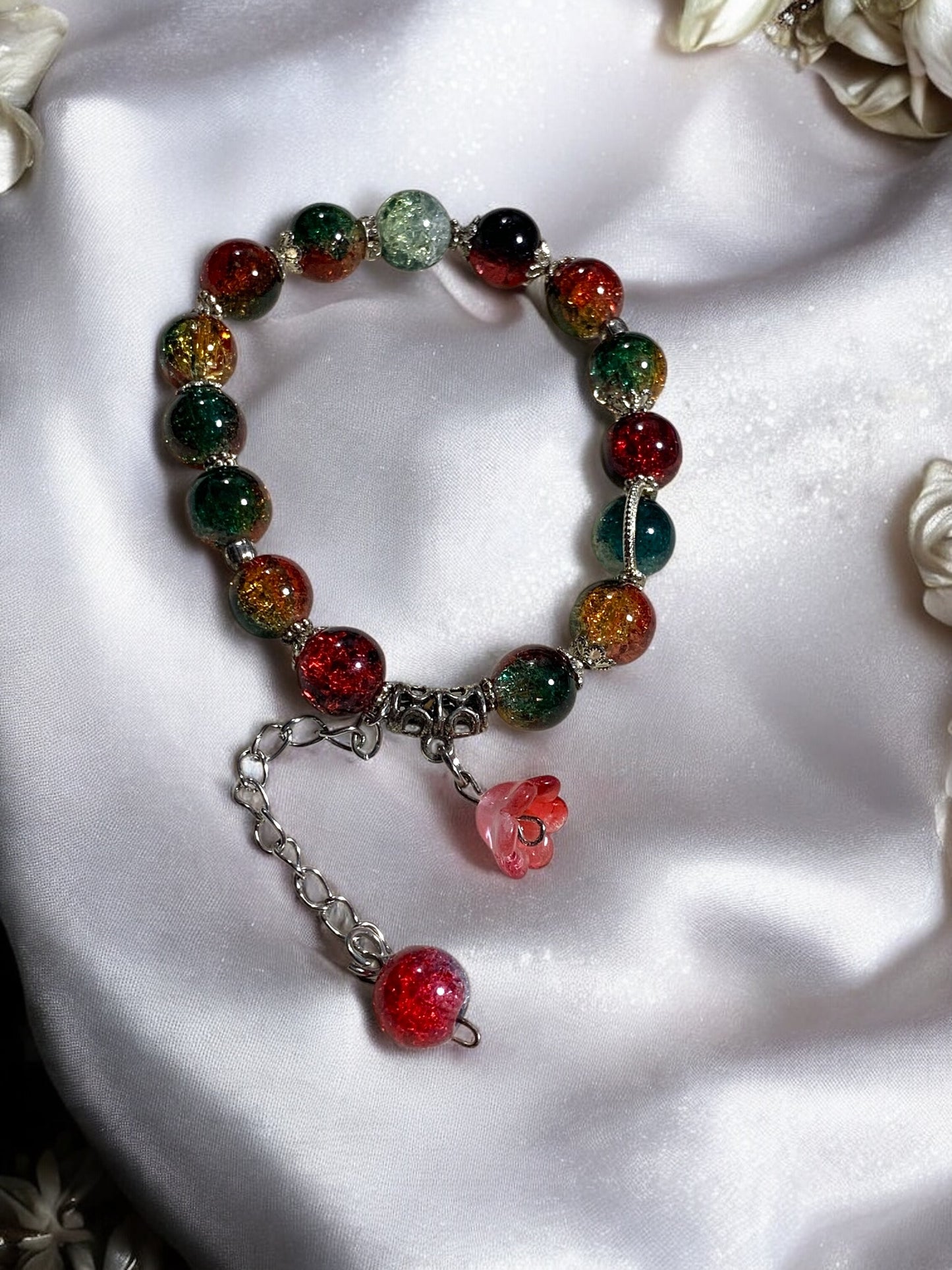 Red and Green Tulip Bracelet