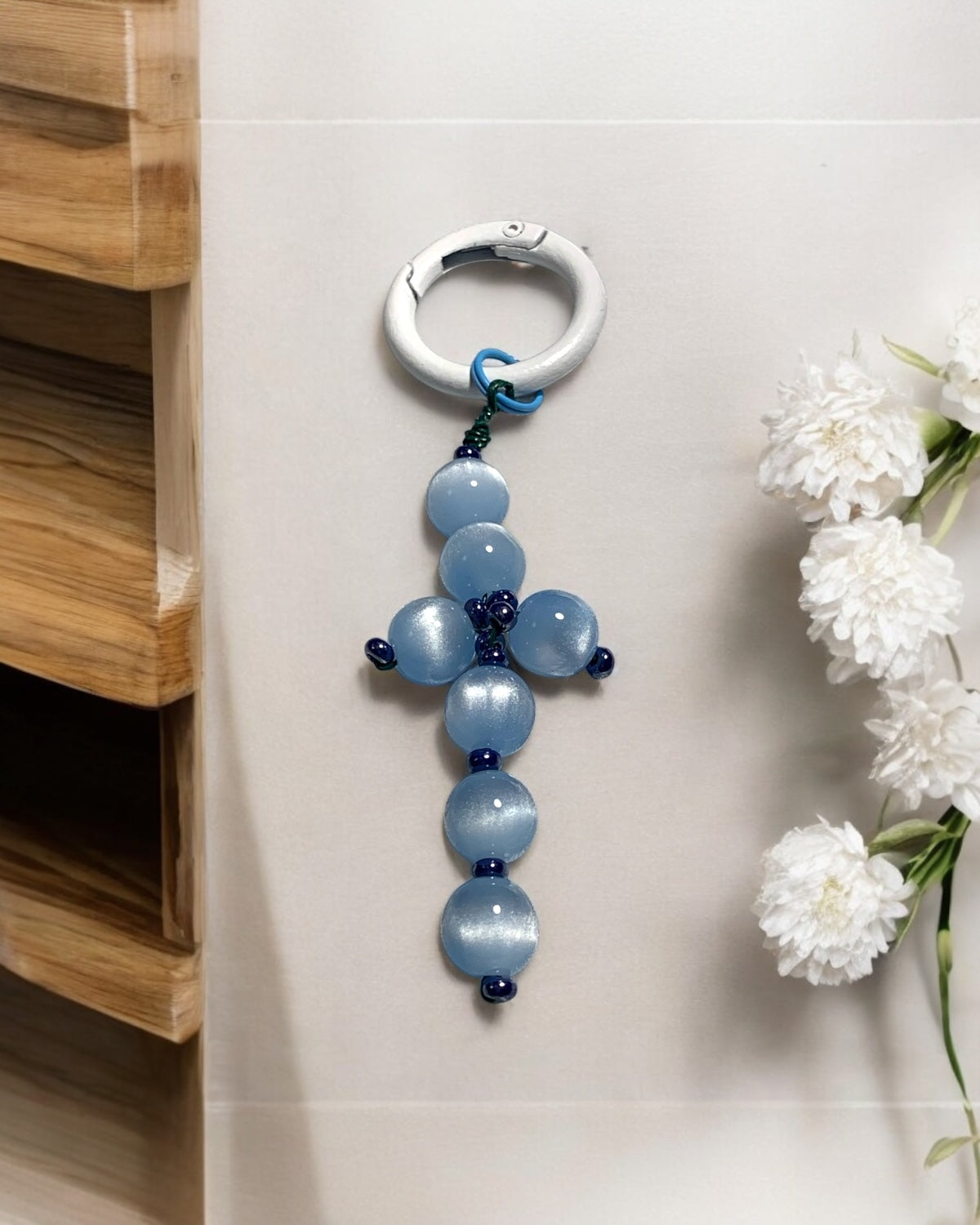 Sky Blue Crucifix Keychain/Phone Accessories