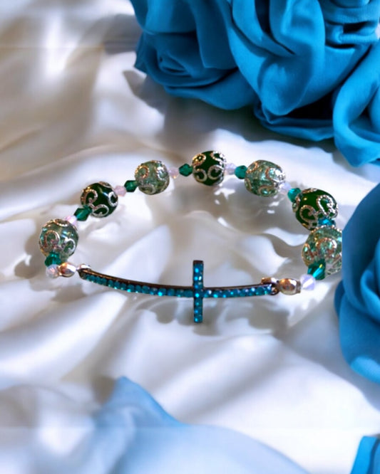 Blue Cross Bracelet