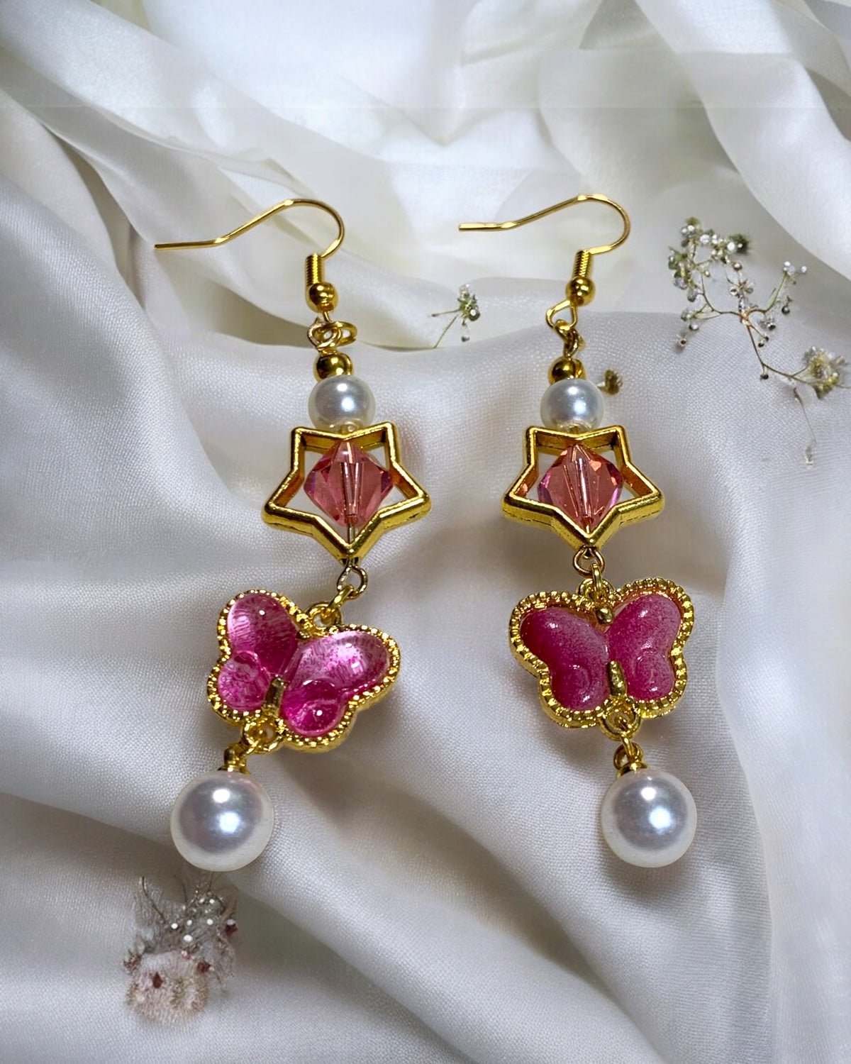 Pink Butterfly Earrings