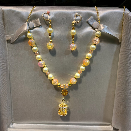 Golden Cage Necklace Set