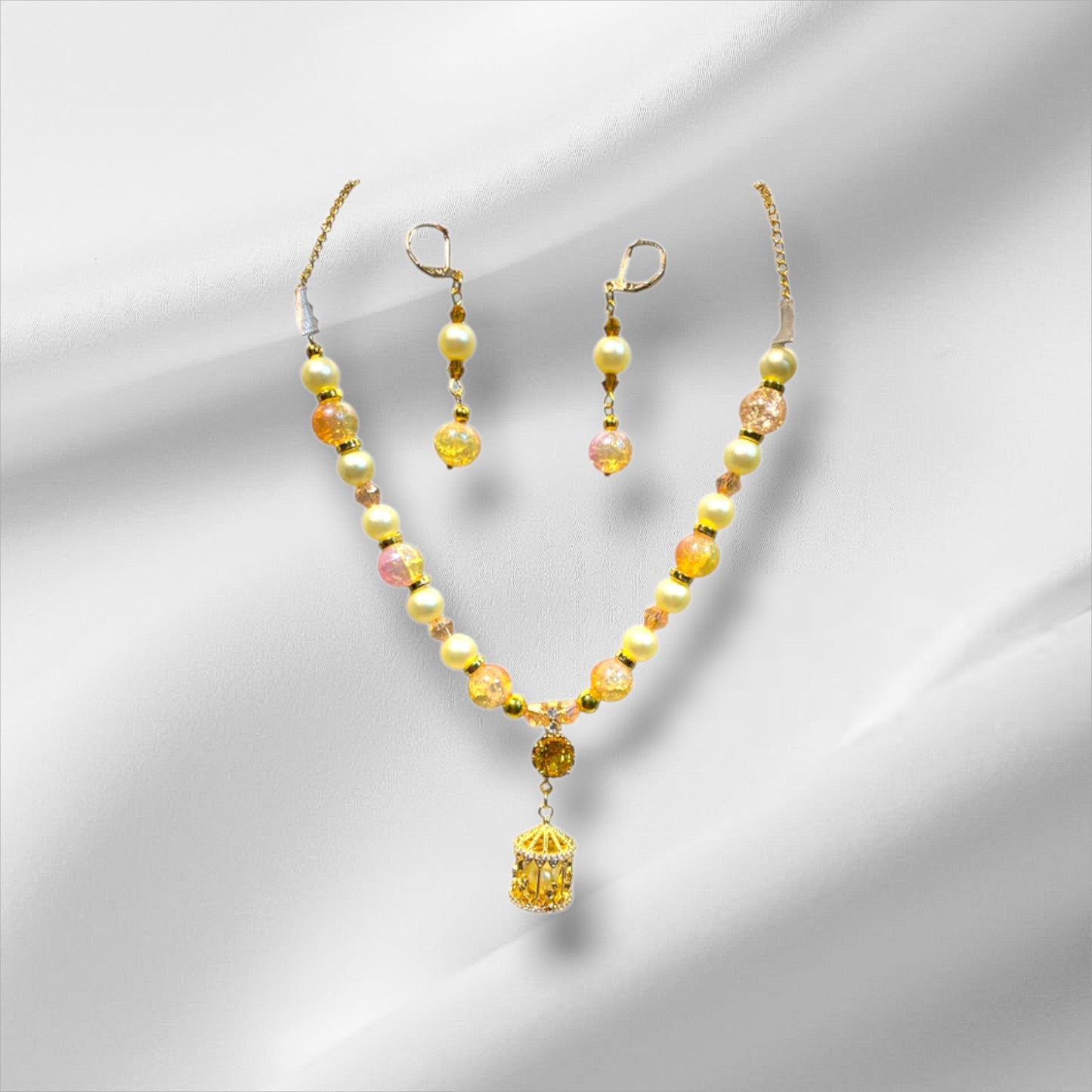 Golden Cage Necklace Set