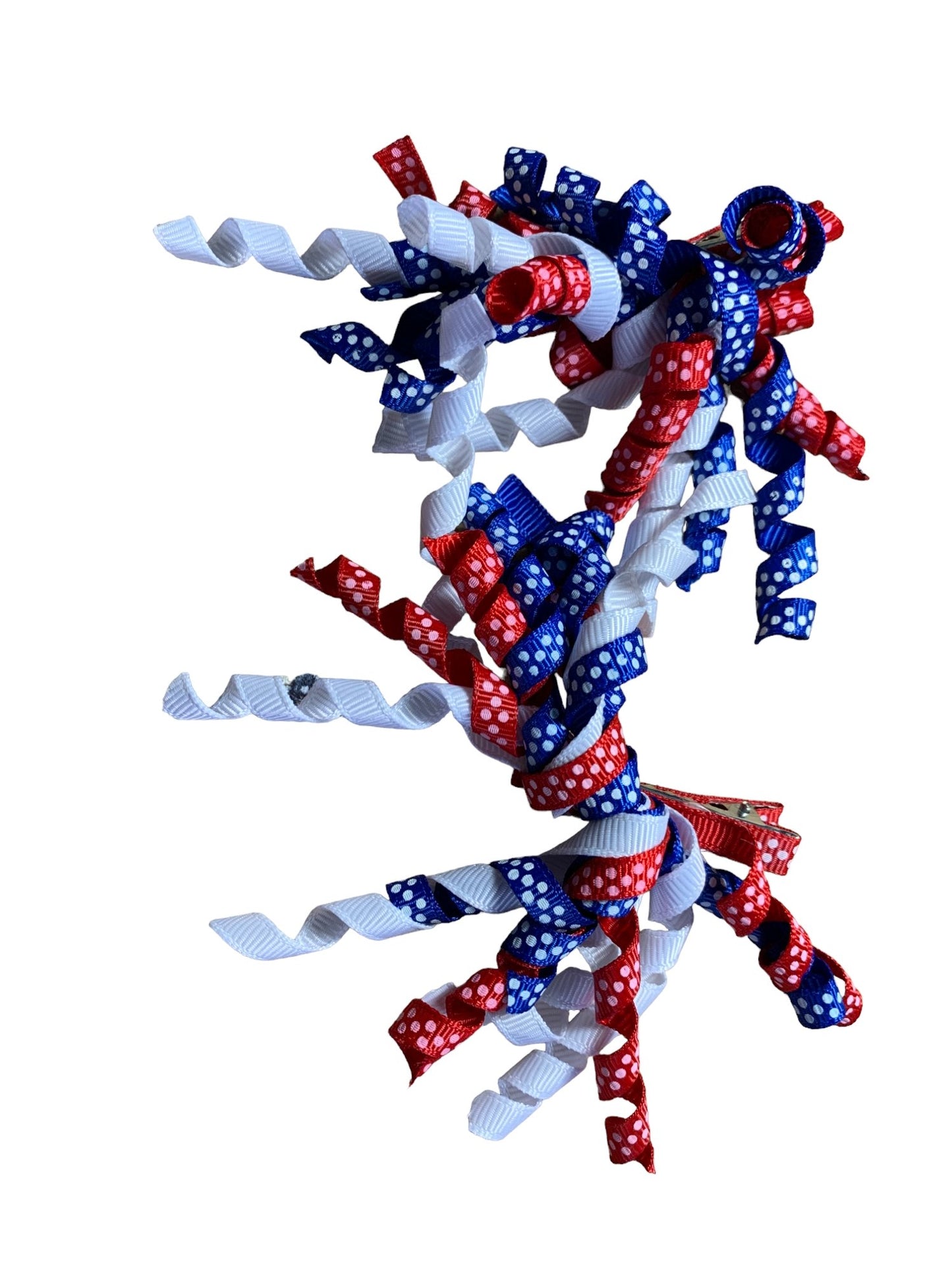 Red, white and blue hair clips
