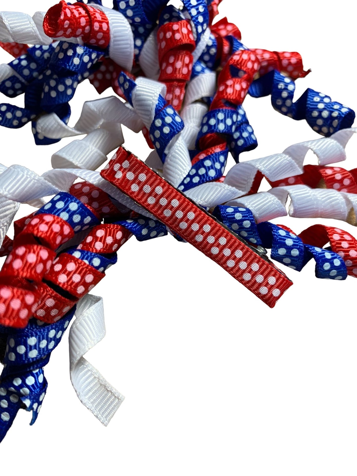 Red, white and blue hair clips